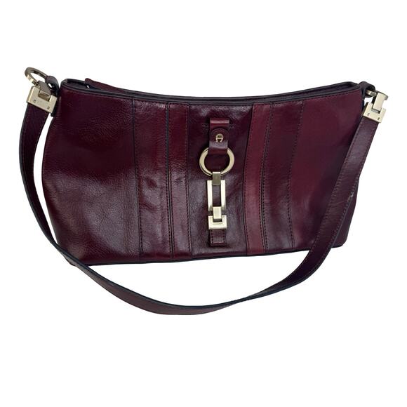 Vintage Etienne Aigner Burgundy Leather Shoulder Bag –  Minimalist Chic - Picture 1 of 16